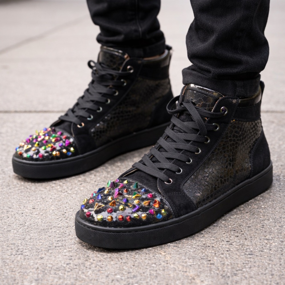 🔥 Inspired Designer Studded High-Top Sneakers 🔥